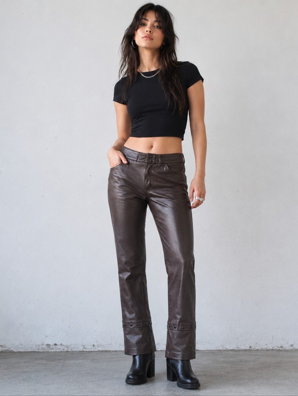 Y2k Christine Ganeaux Leather Convertible Snap Hem Pants 4